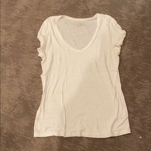 JCrew Vintage Cotton Wash White V Neck Tee- Large